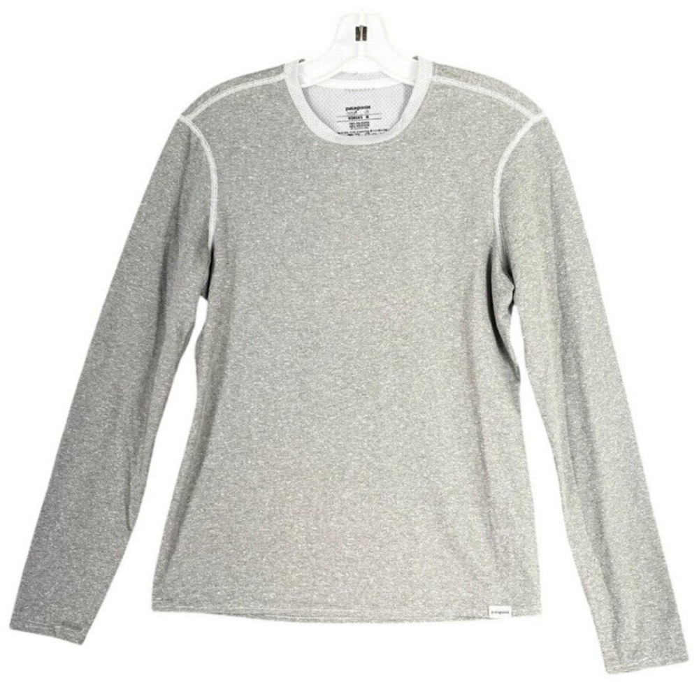 Patagonia Womens Capilene Tech Shirt Medium Gray Thumbholes Activewear Polartec